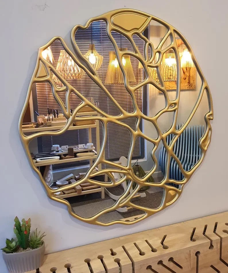 Irregular Mirror Artistic Brass Mirror Luxurious Mirror Home Decor