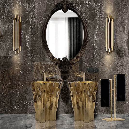 Fantastic Design Golden Stainless Steel Washbasin Luxurious Bathroom
