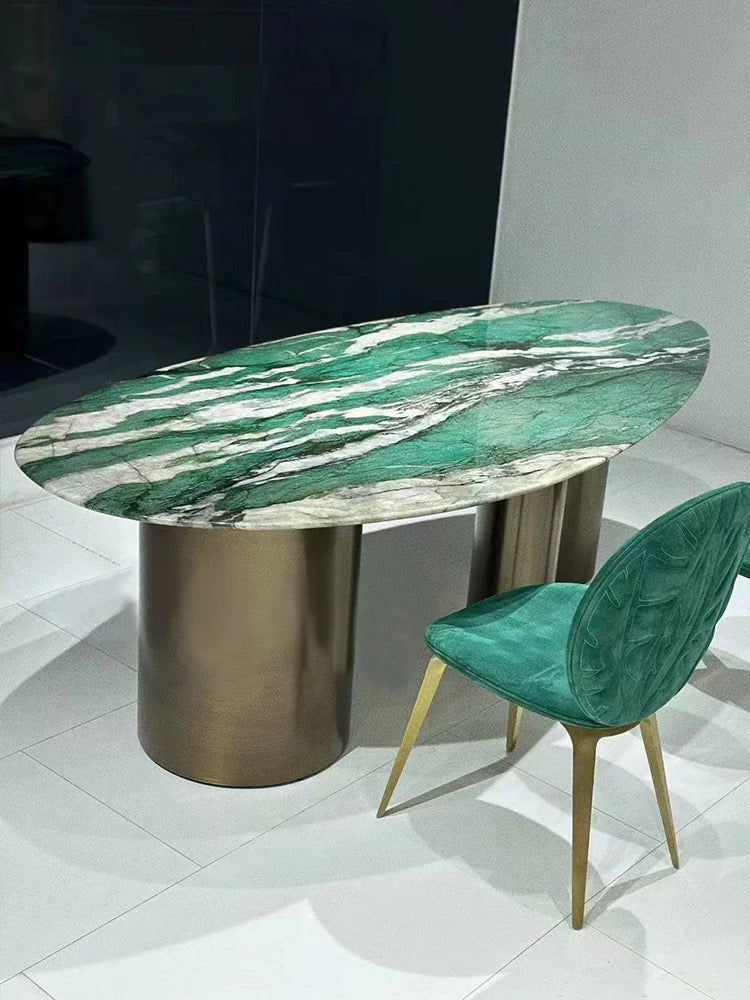 Luxurious Natural Marble Tiffany Green Stone Dining Table