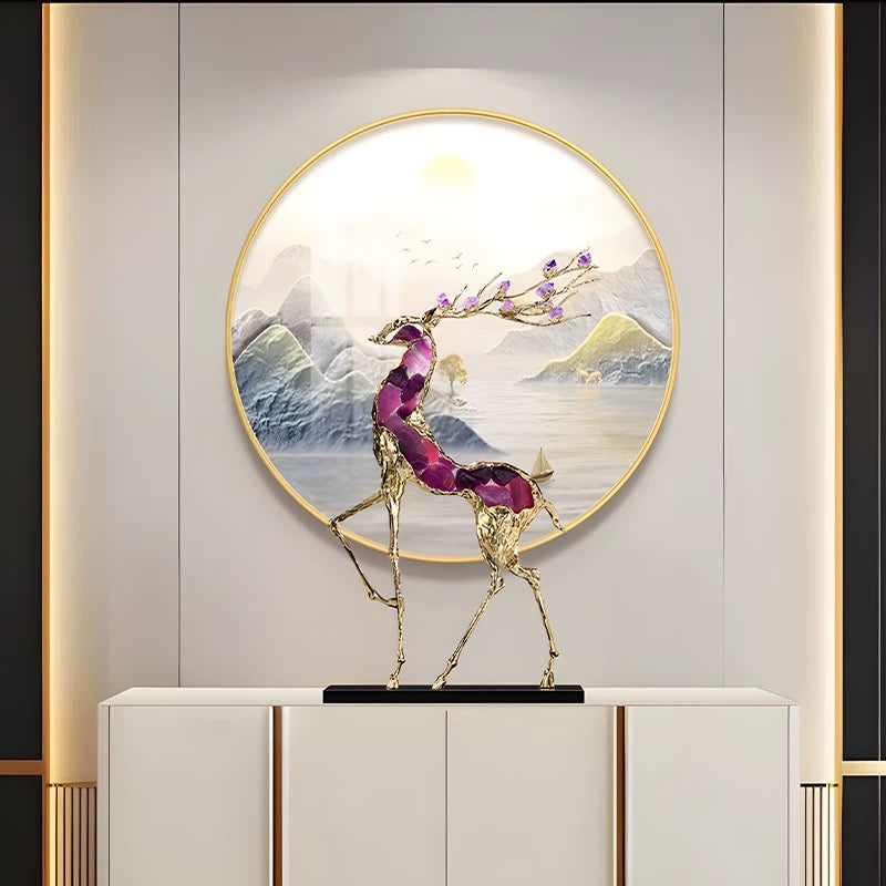 Elegant Decor Crystal Fortune Deer Decorations Luxurious Furnishings