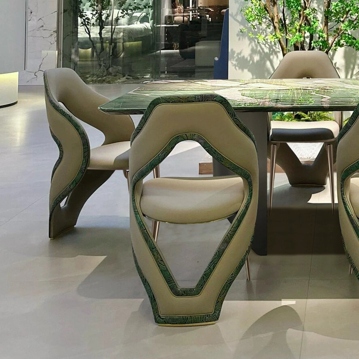 Luxurious Natural Jade Marble Dining Table Stylish Dining Chairs Chic Home