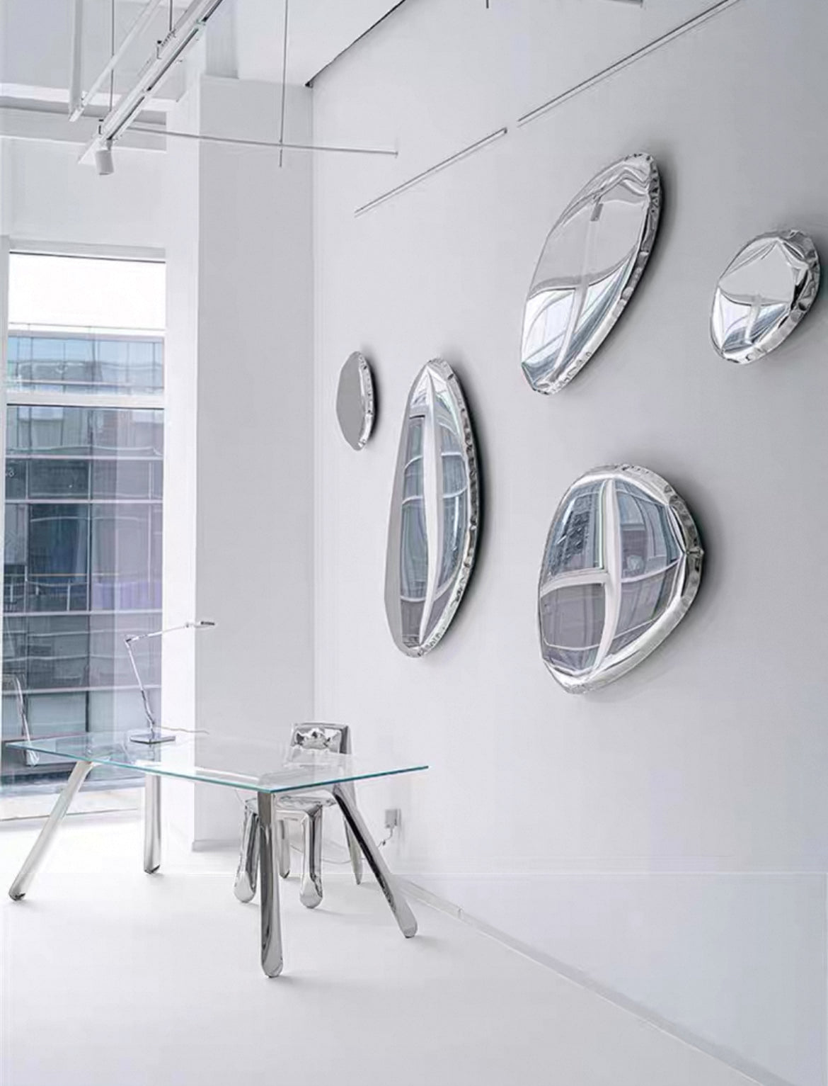 Water Drop Art Stainless Steel Wall Decoration Cobble-shaped Mirror