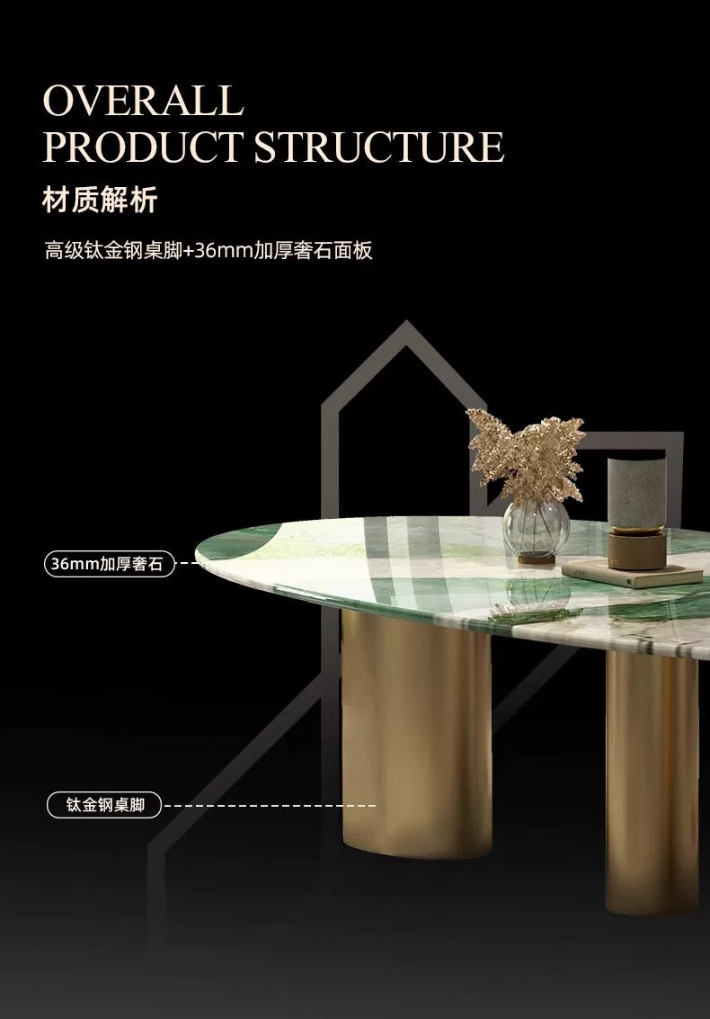 Luxurious Natural Marble Tiffany Green Stone Dining Table