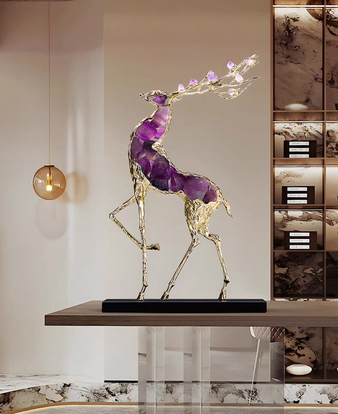 Elegant Decor Crystal Fortune Deer Decorations Luxurious Furnishings
