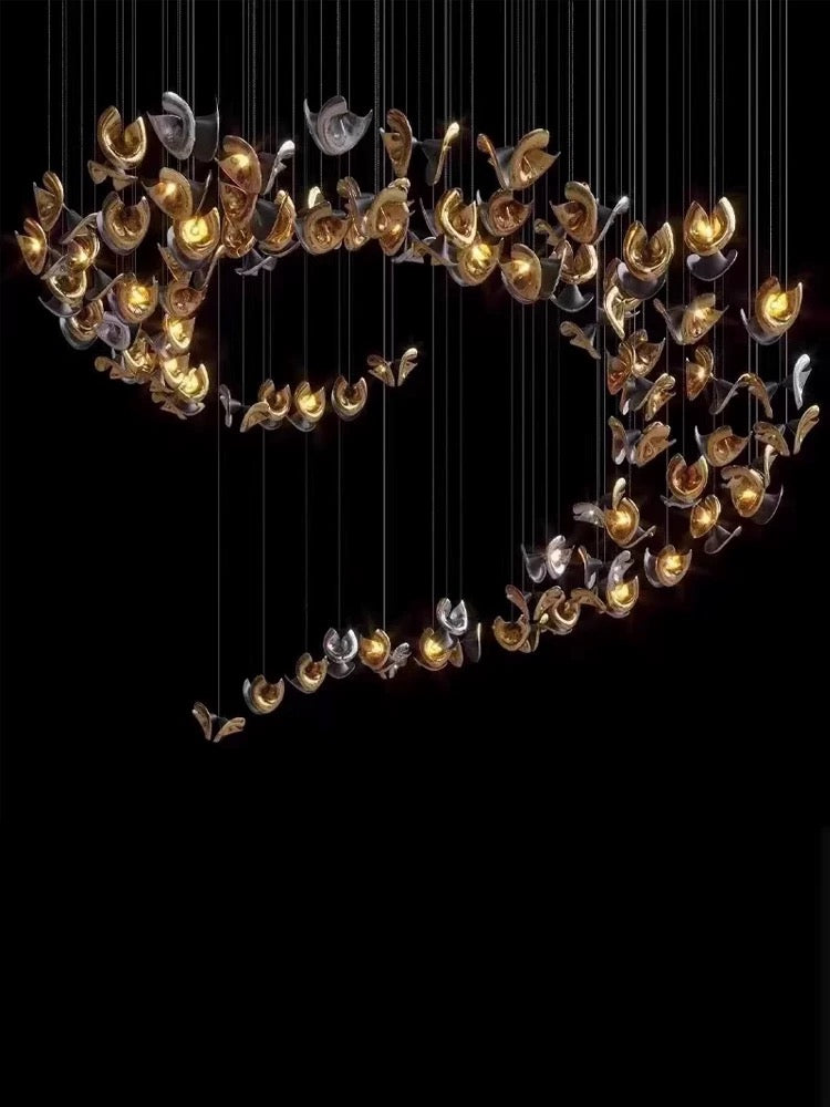 Creative Petal Chandelier Villa Chandelier Hotel Lobby Lighting Home Decor