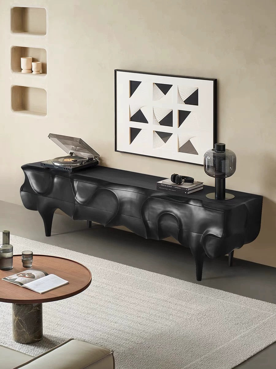 Retro Style Side Cabinet TV Stand Black Artistic Cabinet Unique Home