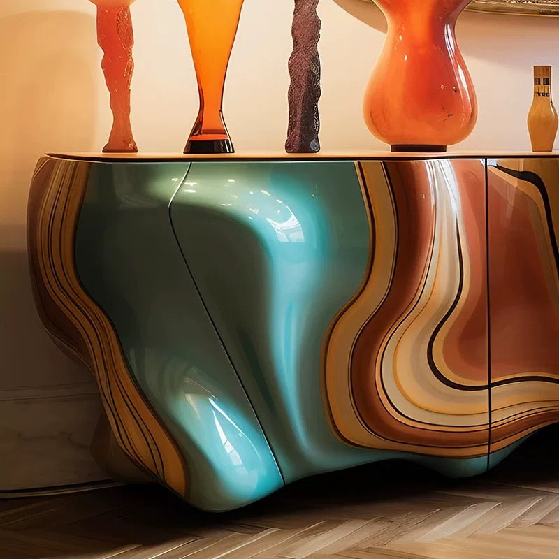 TV Cabinet Sideboard Artistic Hand Painted Furniture Luxurious Home Decor