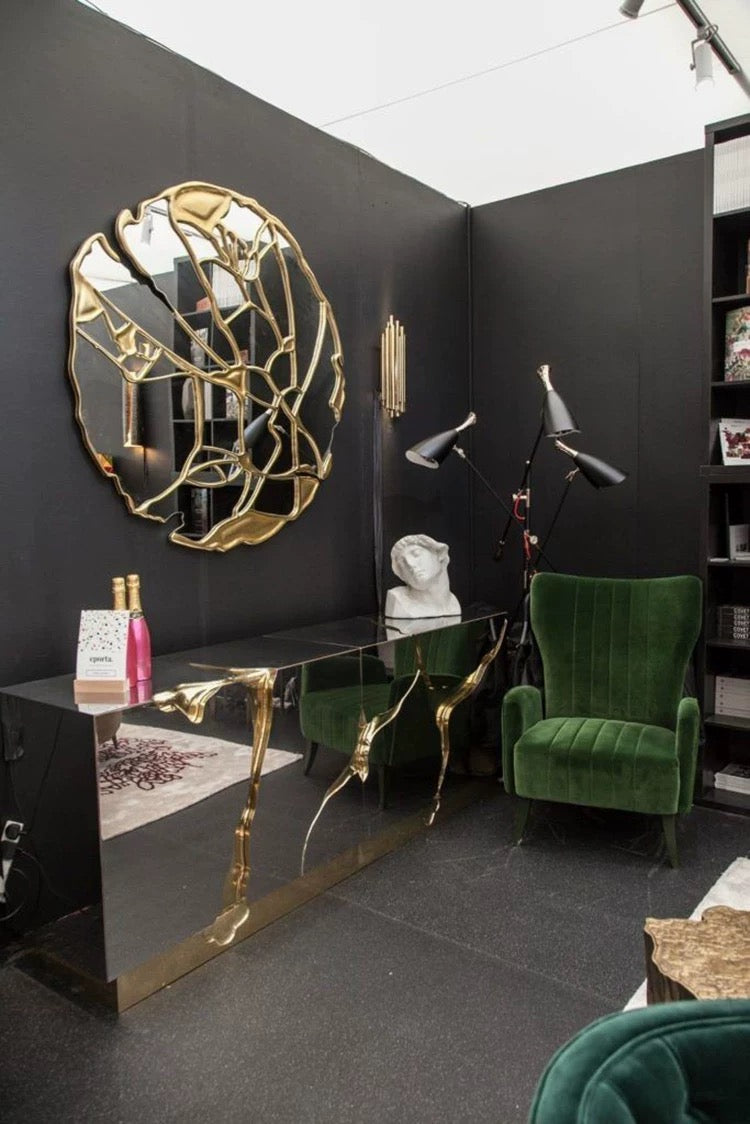 Irregular Mirror Artistic Brass Mirror Luxurious Mirror Home Decor