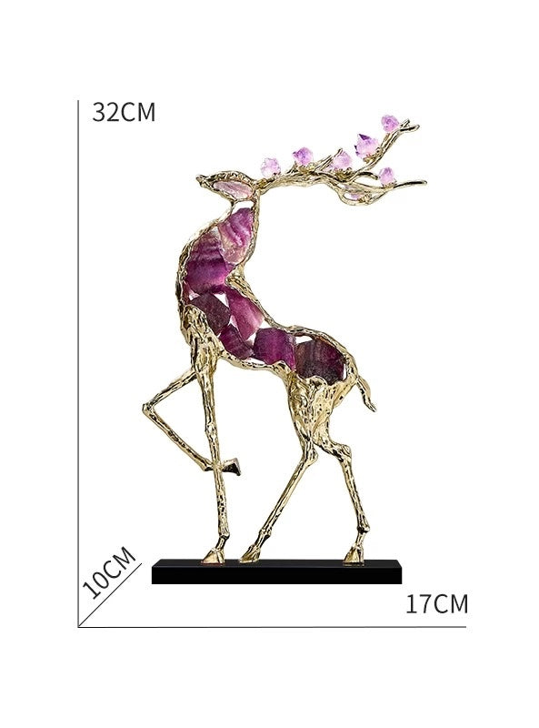 Elegant Decor Crystal Fortune Deer Decorations Luxurious Furnishings