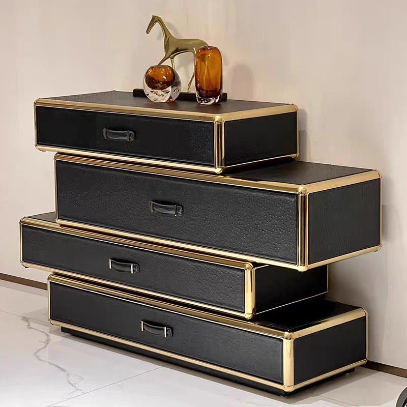 2025 New Arrivals Luxurious Side Cabinet Genuine Leather Furniture Home Decor