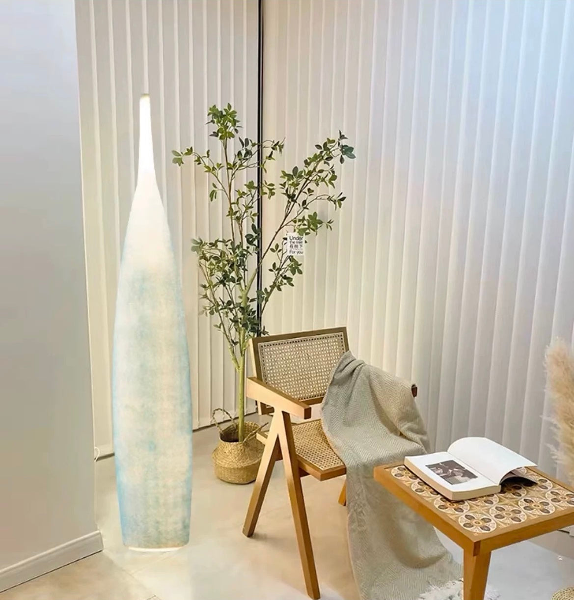 Artistic Floor Lamp Resin Fiber Lighting Stylish Home Decorating