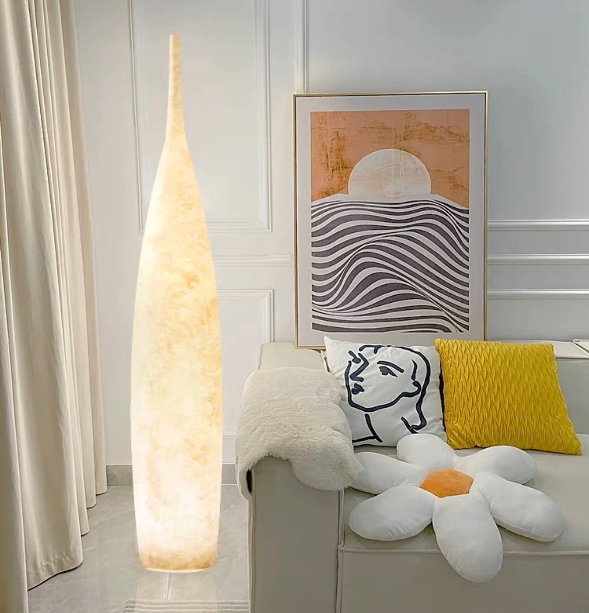 Artistic Floor Lamp Resin Fiber Lighting Stylish Home Decorating