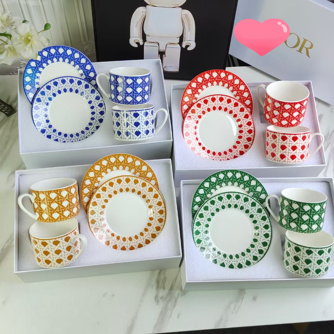 Christmas gift Brand coffee cup plate set luxurious gift elegant tableware free shipping