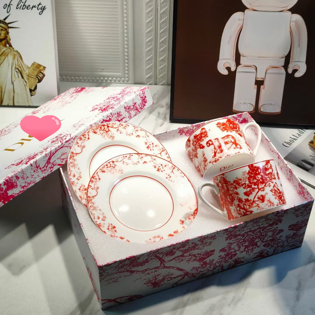 Christmas gift Brand coffee cup plate set luxurious gift elegant tableware free shipping