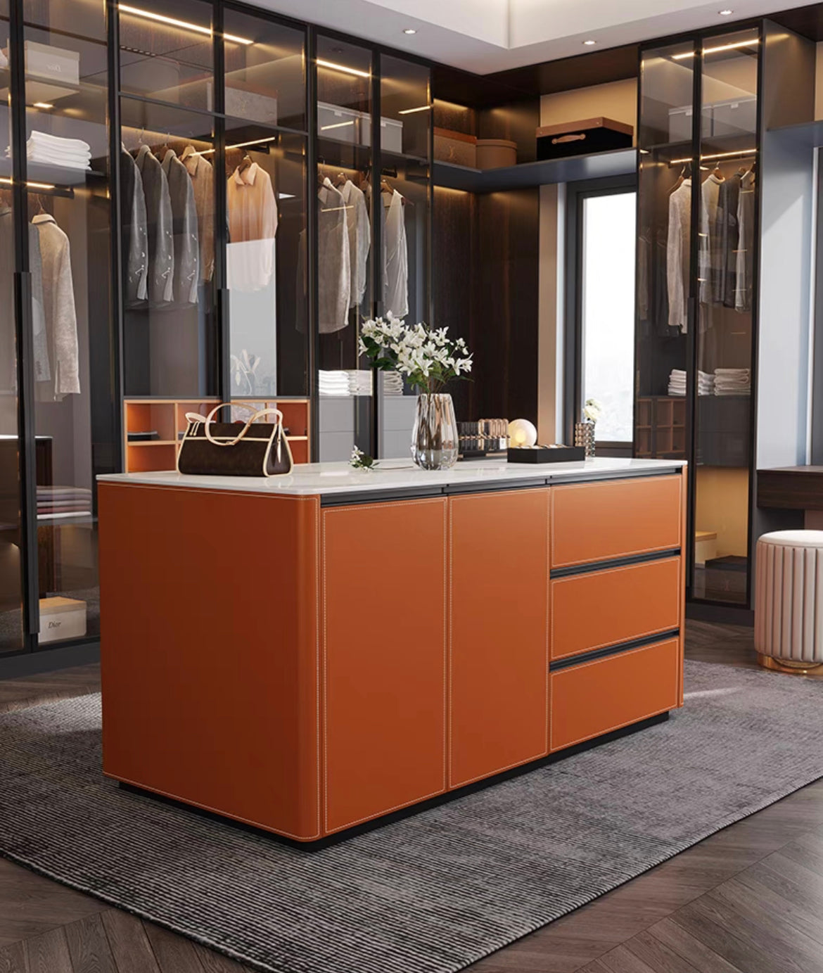 Light luxurious cloakroom island cabinet modern design jewels storage