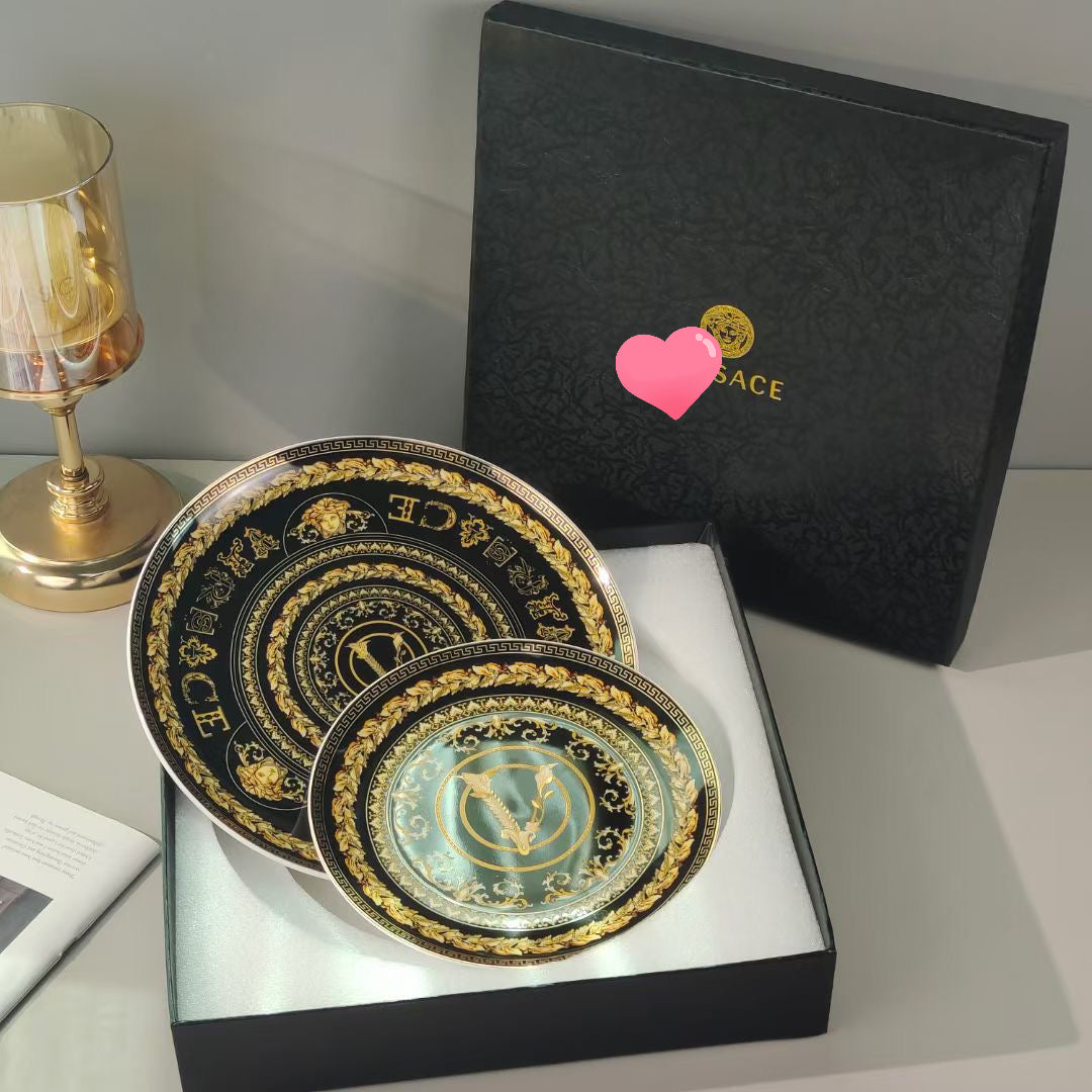 Christmas gift Brand V steak plate coffee cup set luxurious tableware gift