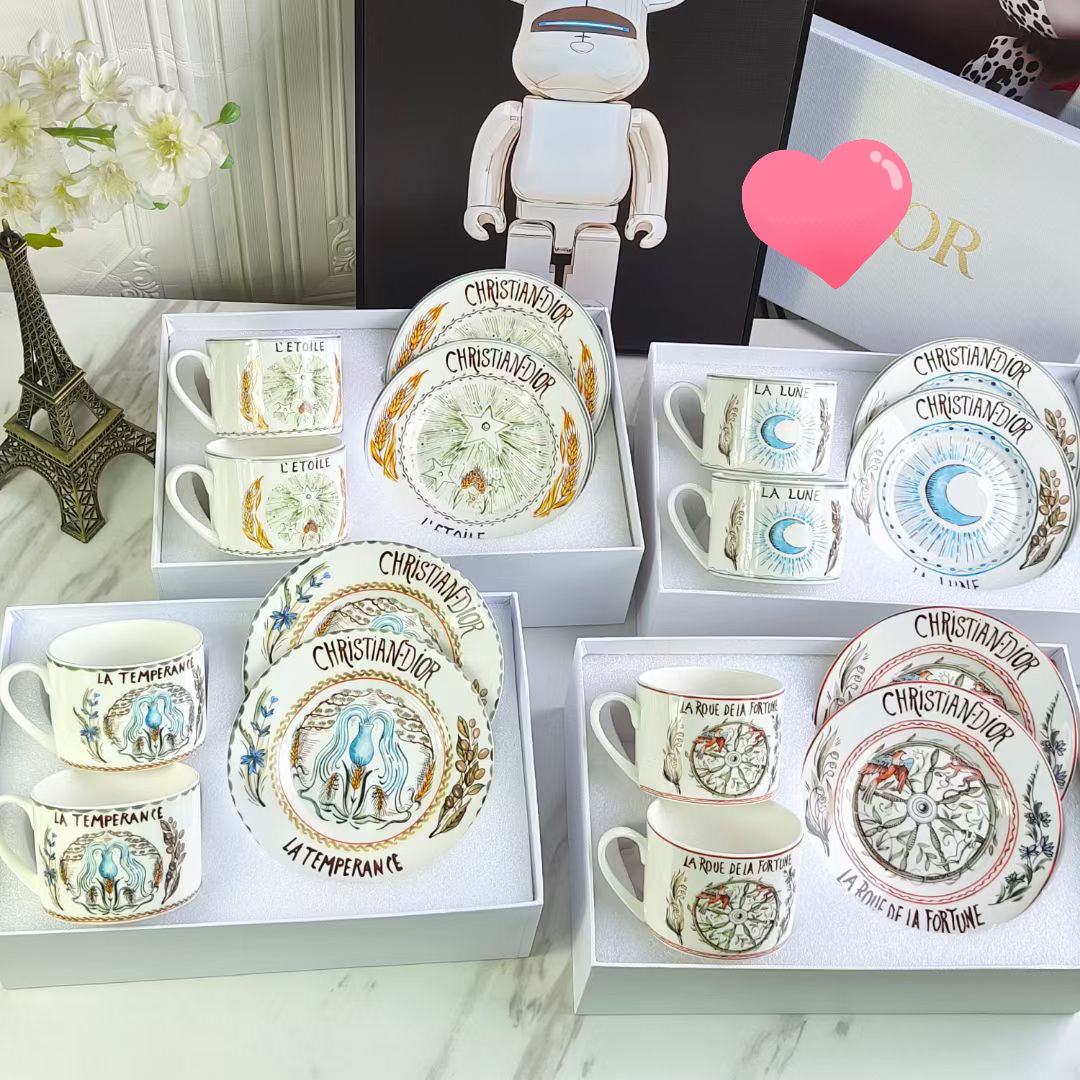Christmas gift Brand coffee cup plate set luxurious gift elegant tableware free shipping
