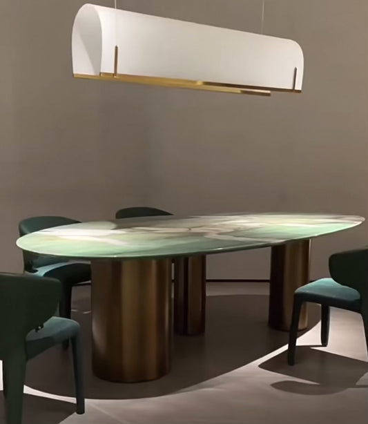 Luxurious Natural Marble Tiffany Green Stone Dining Table