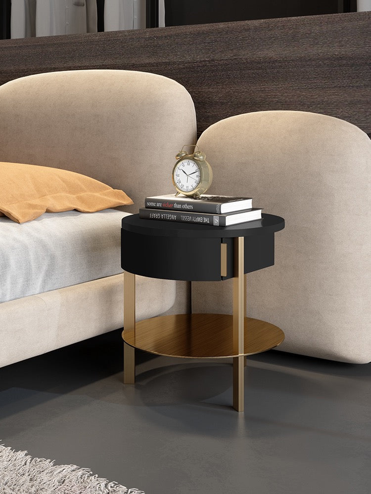 Mute track nightstand elegant hairline stainless steel bedside table