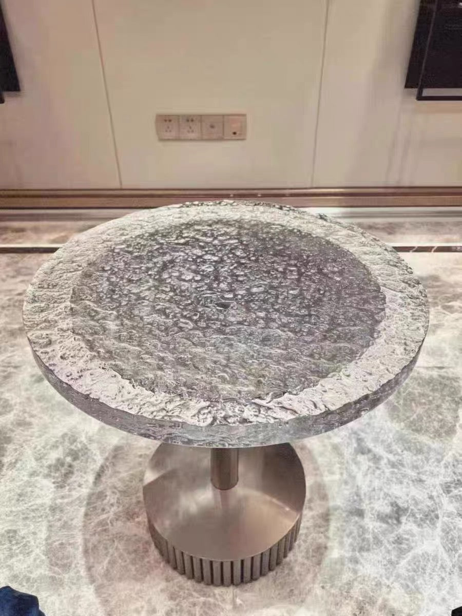 Crystal acrylic side table high end glossy stainless steel coffee table