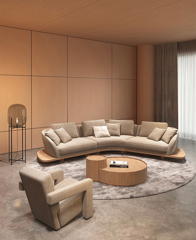 Stylish And Minimalist Design Suede Luxury Sofa Solid Wood Base