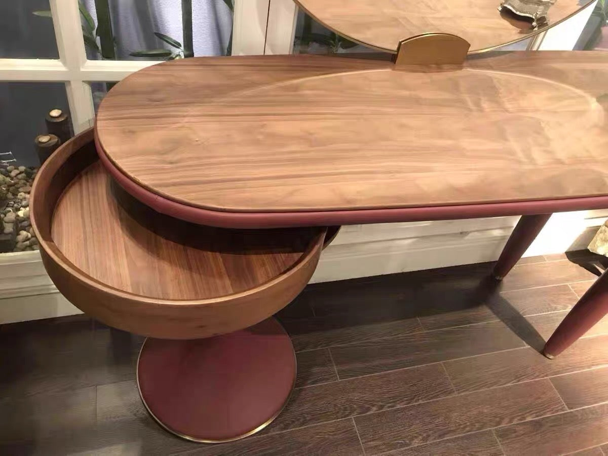 Full body leather dresser elegance lady dresser oval mirror stool