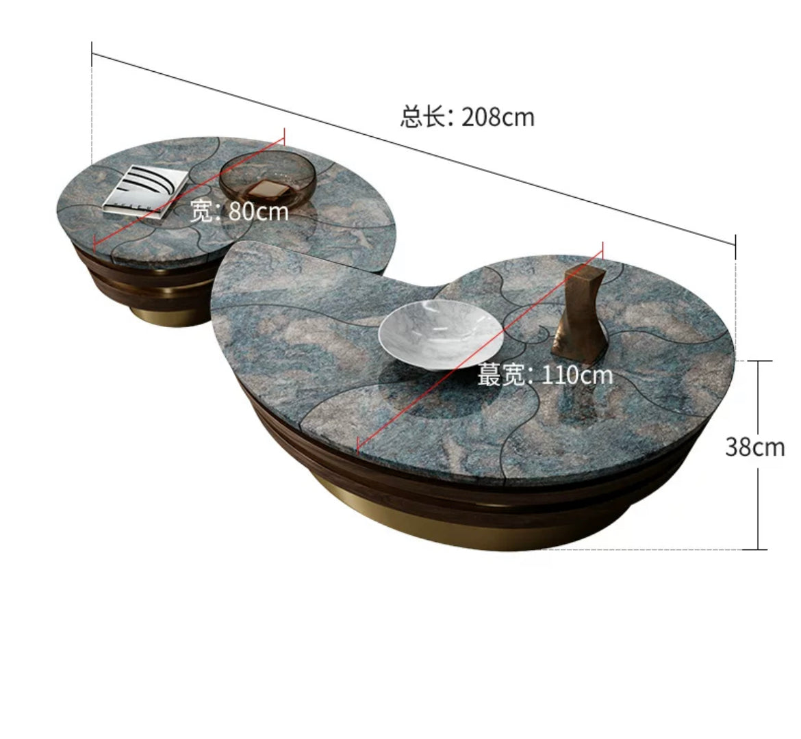 Distinctive conch shape coffee table vogue furniture luxury natural marble table