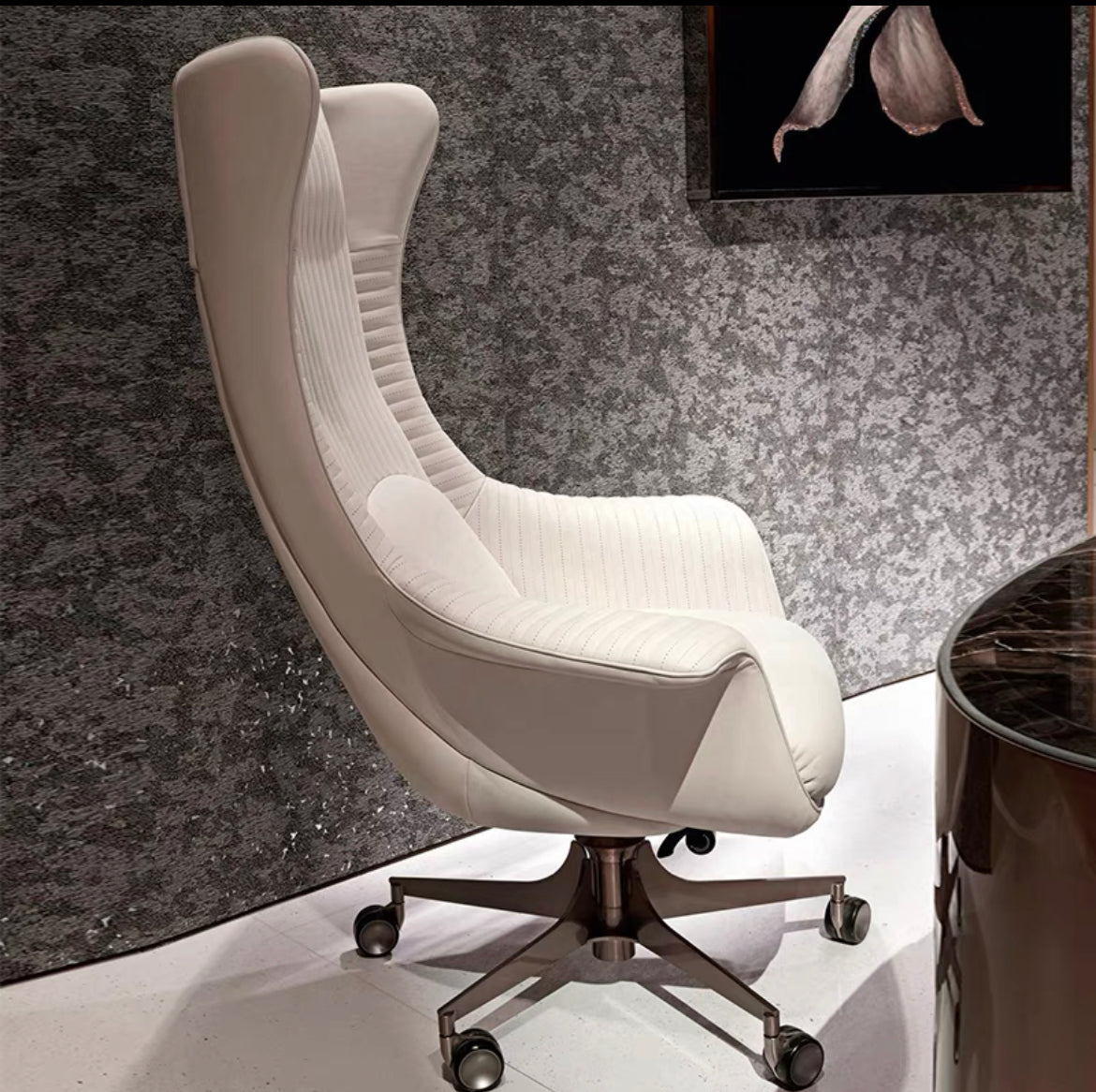 Luxury office table Natural marble brass executive desk