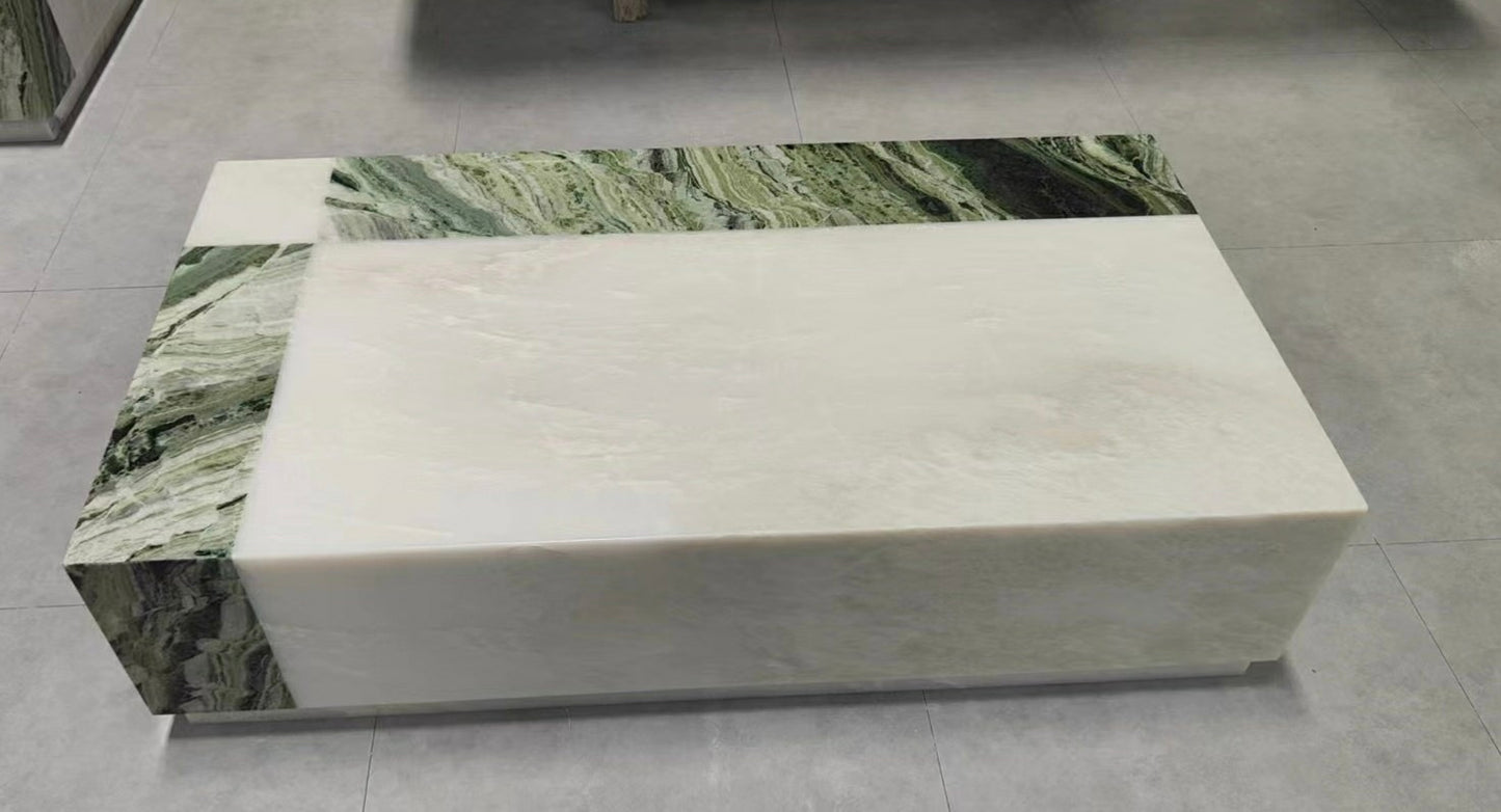Geometric modeling coffee table natural marble combination stylish table