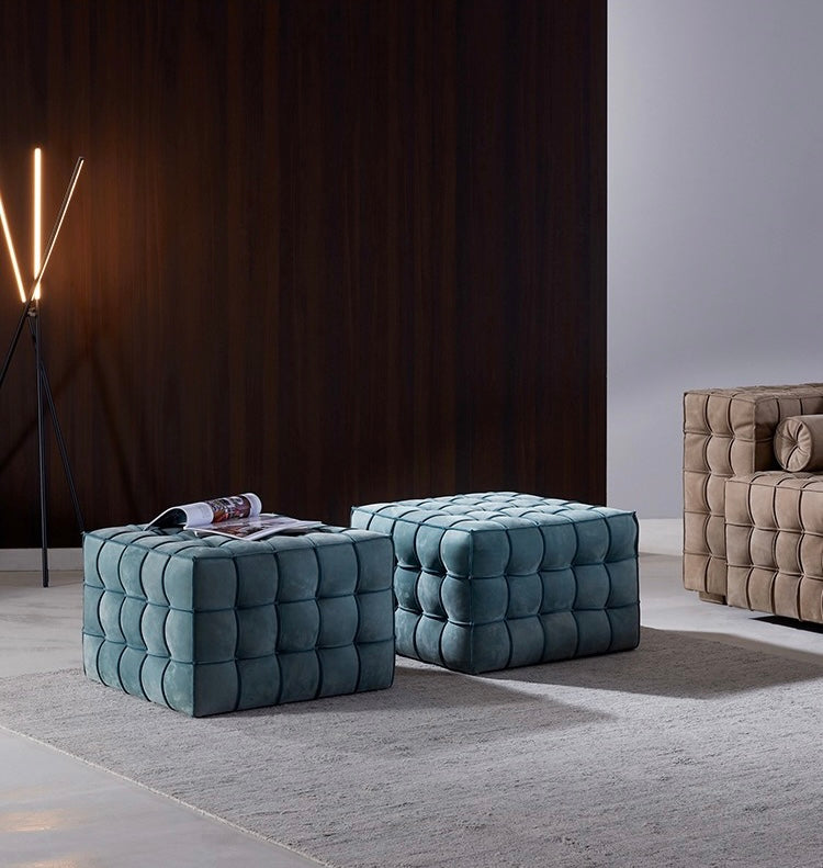 High-end postmodern bedroom full suede leather double bed