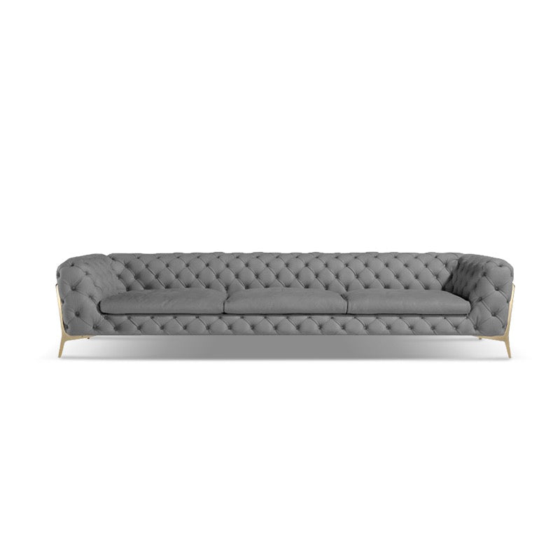 Classy leather classic buckled design Sofa stainless steel leg