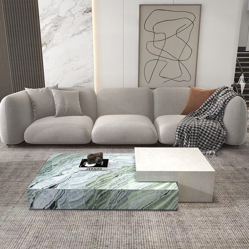 Two layers geometric modeling coffee table fashionable luxury natural marble jade table