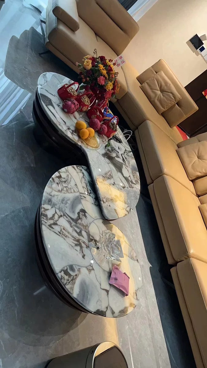 Distinctive conch shape coffee table vogue furniture luxury natural marble table