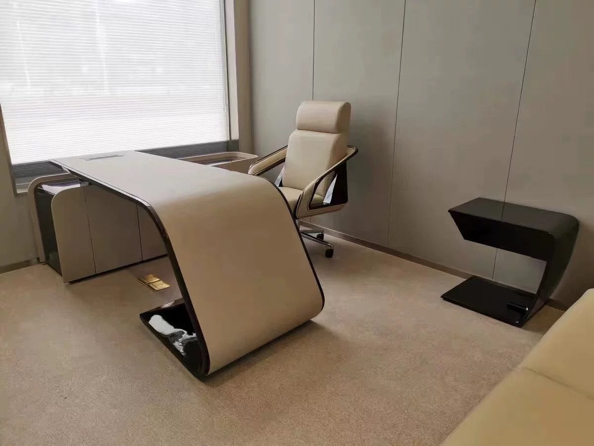 Luxurious executive desk orange Napa leather office table