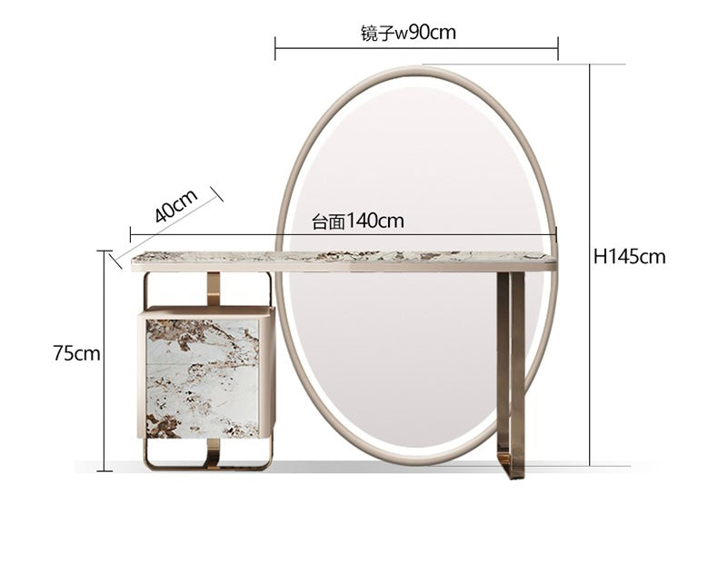 Elegant dresser girls dresser oval mirror led lighting