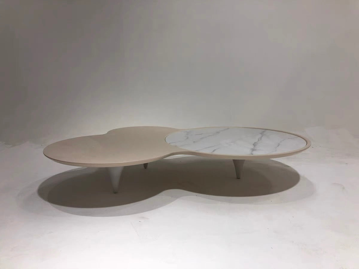 Cloudy shape marble wood coffee table