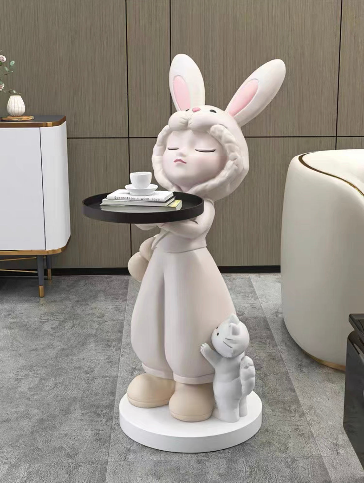 Rabbit girl side table build-in audio equipment Bluetooth connection fashion coffee table