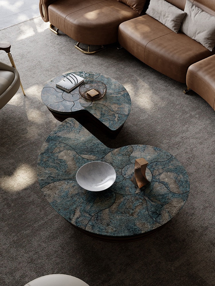 Distinctive conch shape coffee table vogue furniture luxury natural marble table