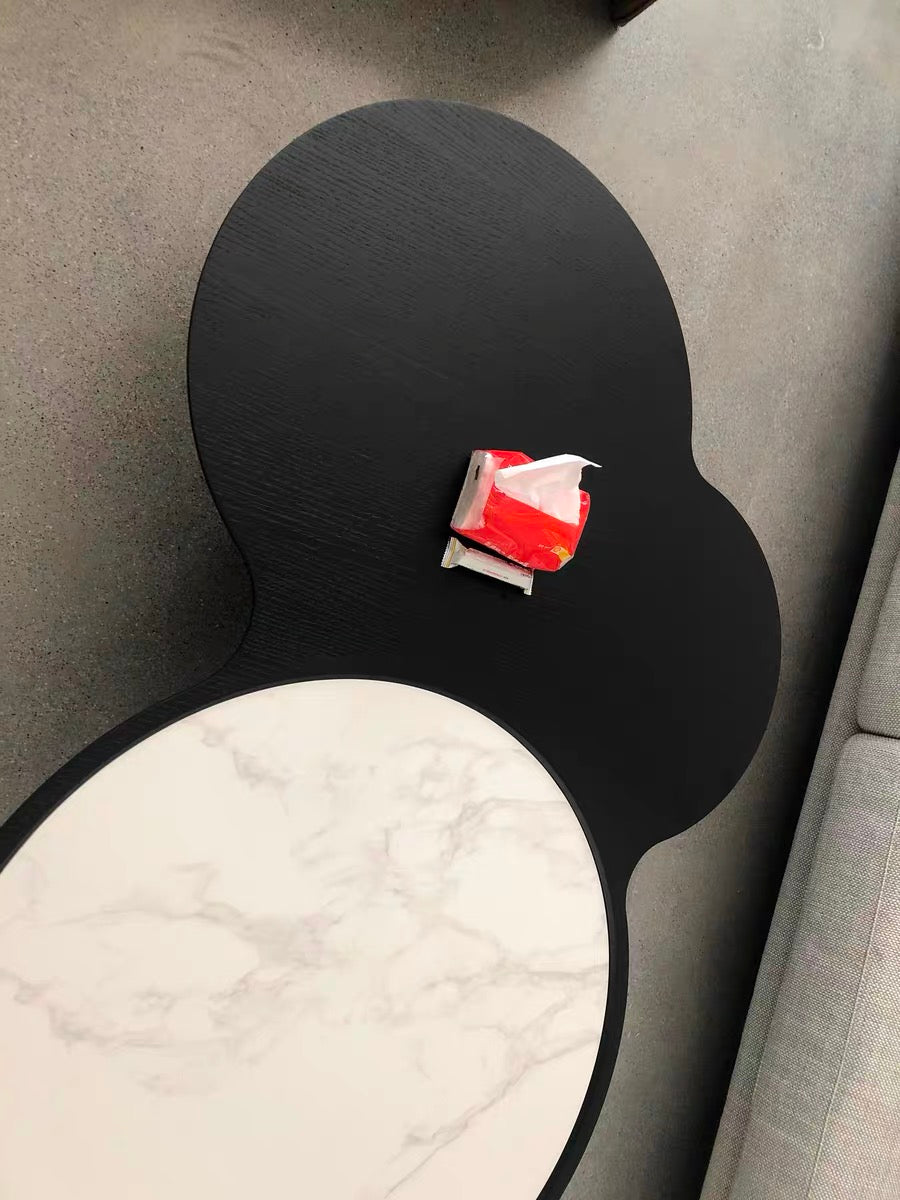 Cloudy shape marble wood coffee table
