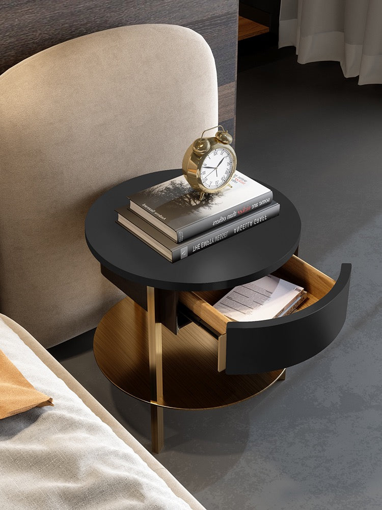 Mute track nightstand elegant hairline stainless steel bedside table