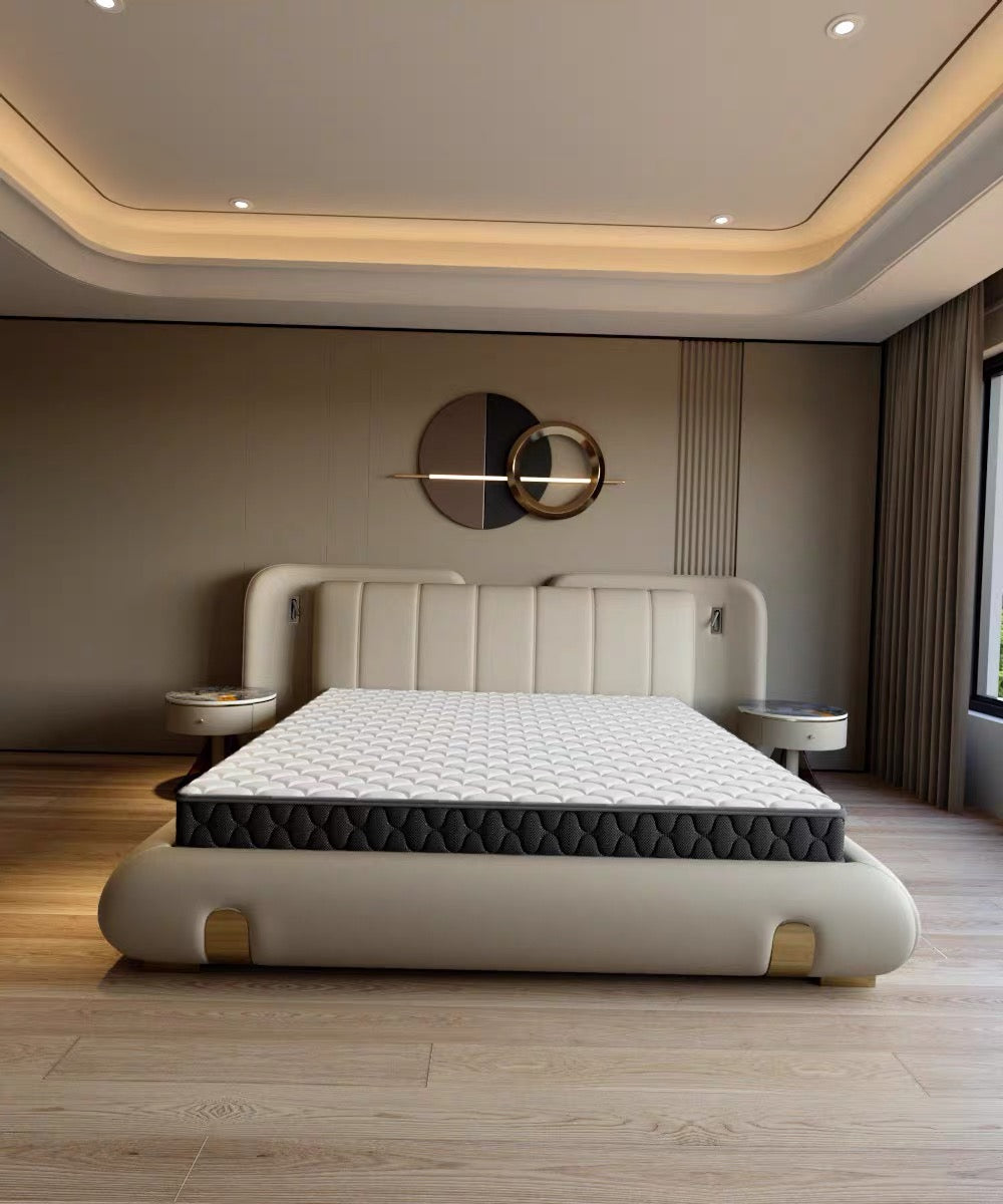 Modern Luxury leather bed latex mattress wedding bed