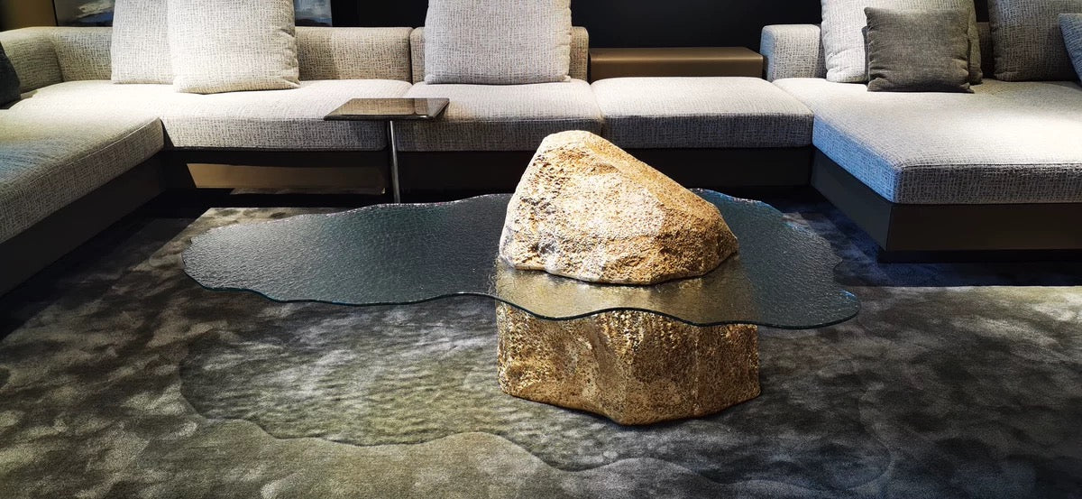 Ocean rock waved glass coffee table creative furnishing