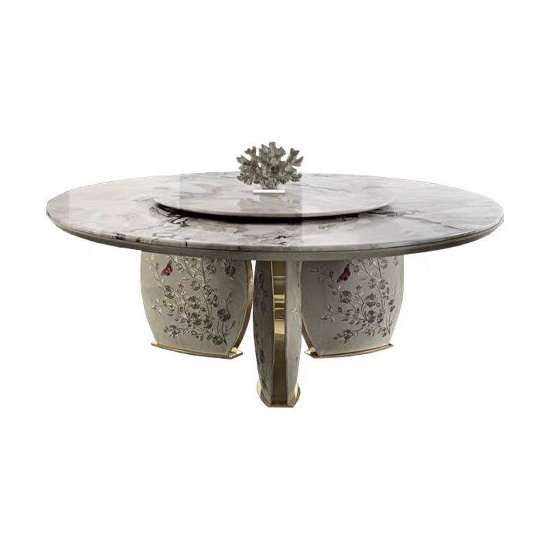 Rotary dining table Luxury natural marble