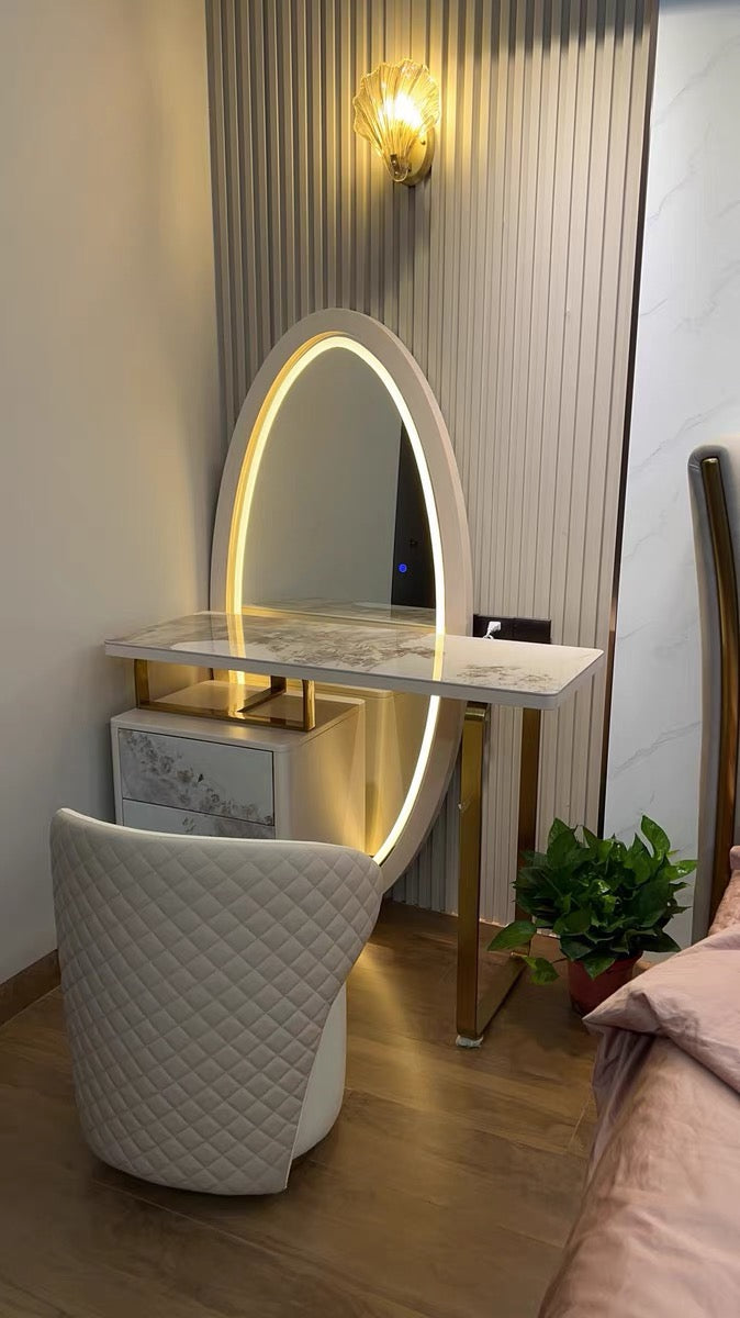 Elegant dresser girls dresser oval mirror led lighting