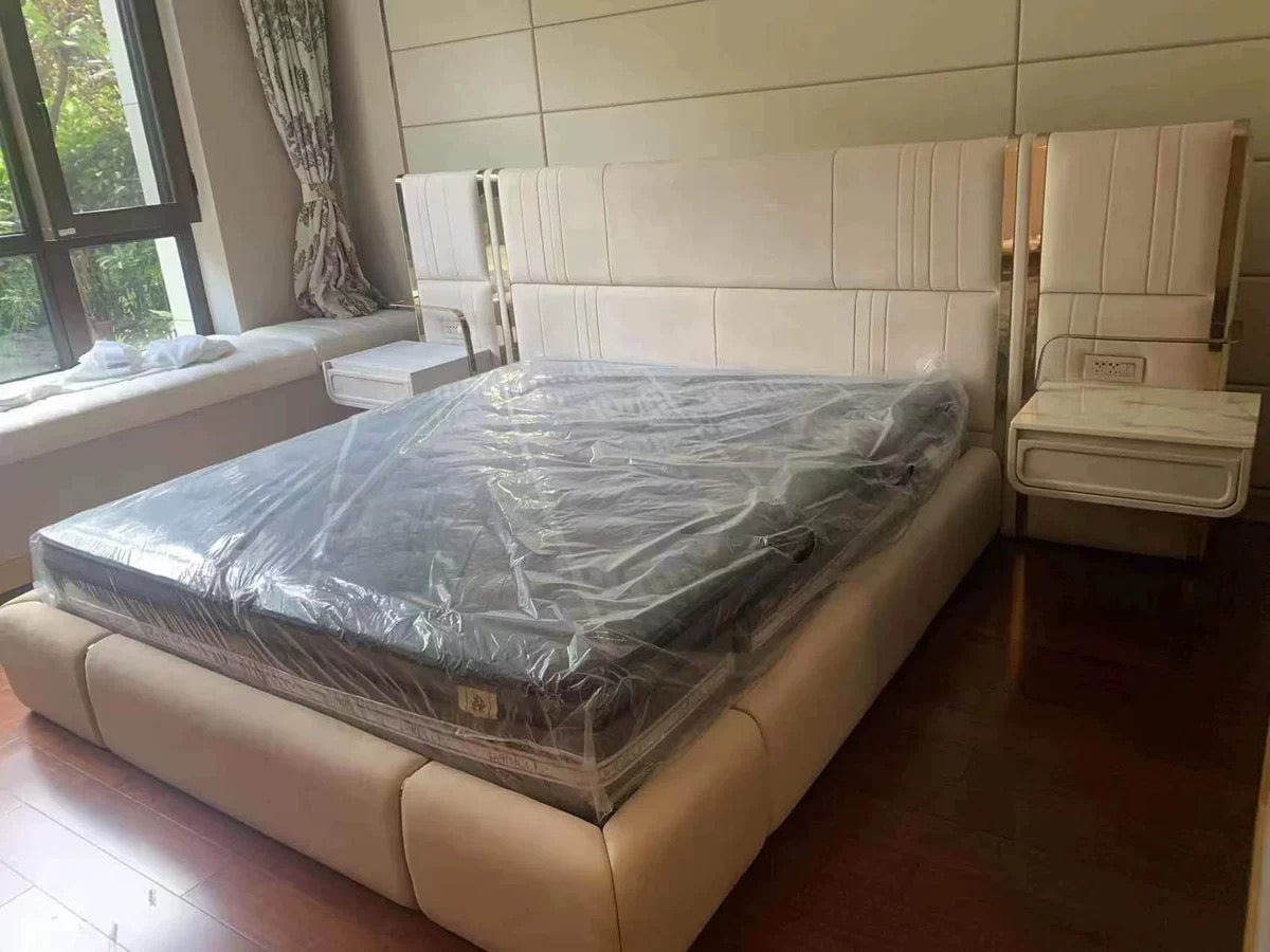 Italian nubuck bed luxury wedding bed villa double bed
