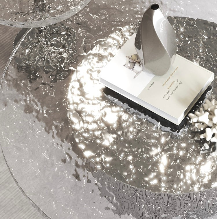 Rippling design acrylic coffee table natural marble coffee table