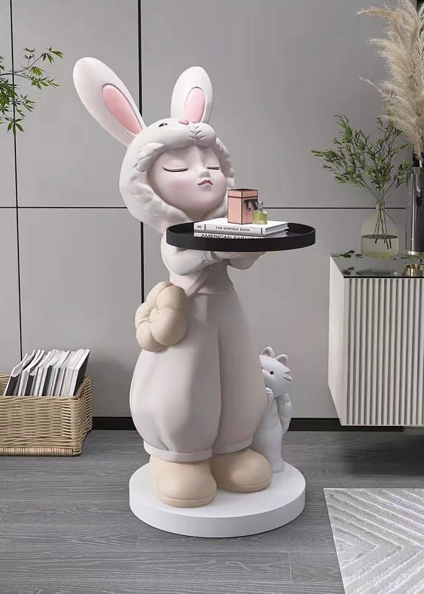 Rabbit girl side table build-in audio equipment Bluetooth connection fashion coffee table