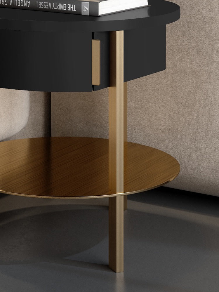 Mute track nightstand elegant hairline stainless steel bedside table