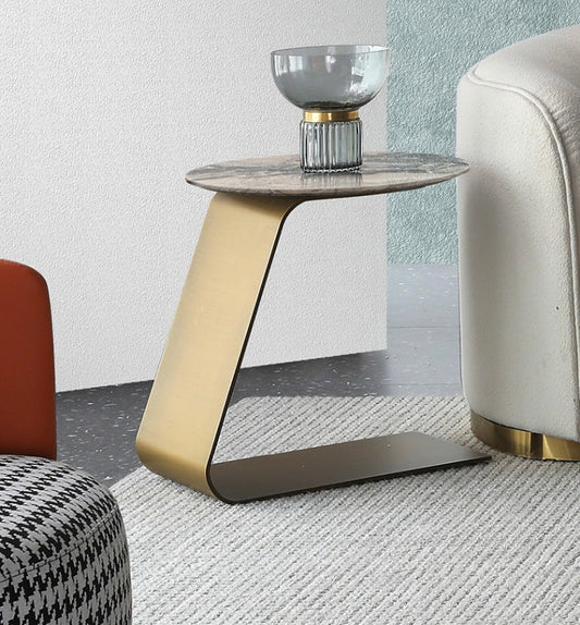 L shape side table natural marble table