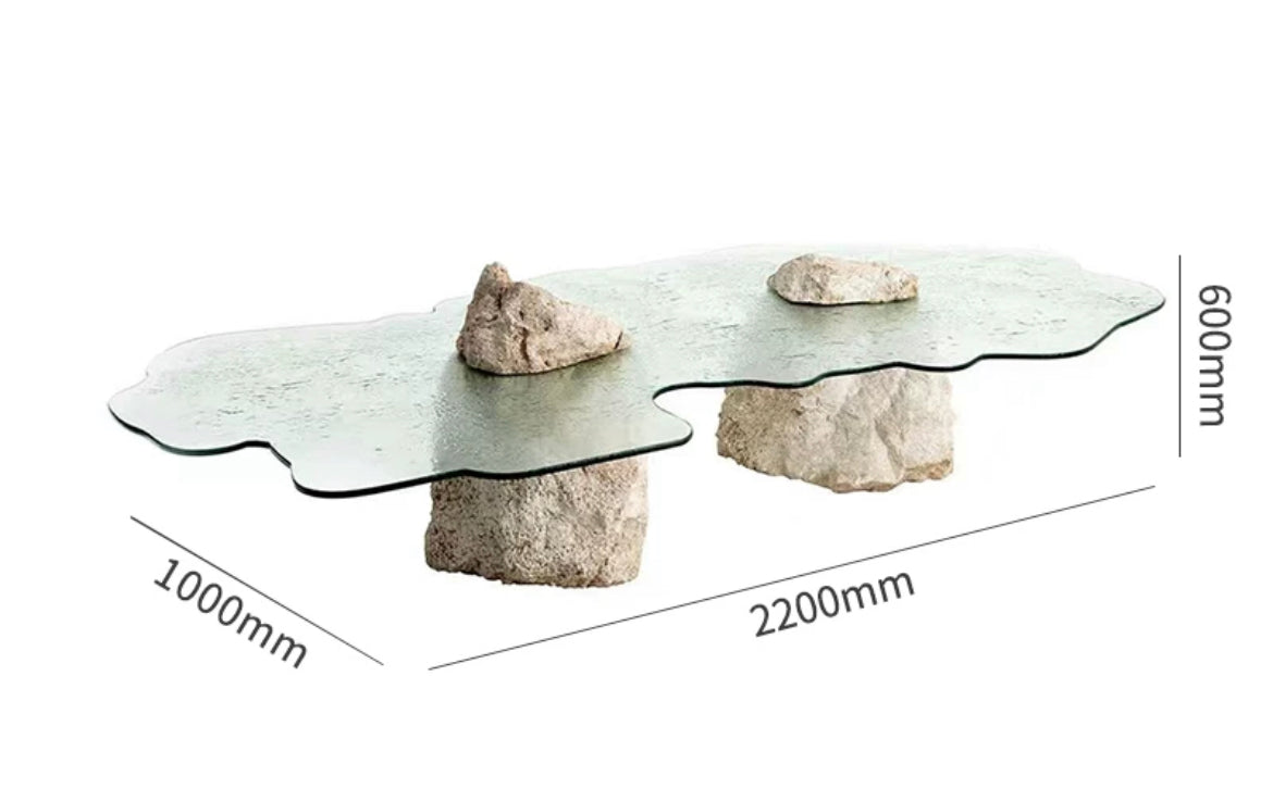 Ocean rock waved glass coffee table creative furnishing